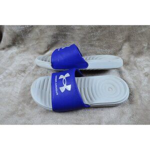 Under Armour Ansa Fixed Kids Youth Boys Slides Size 2Y Unisex Blue & Gray READ